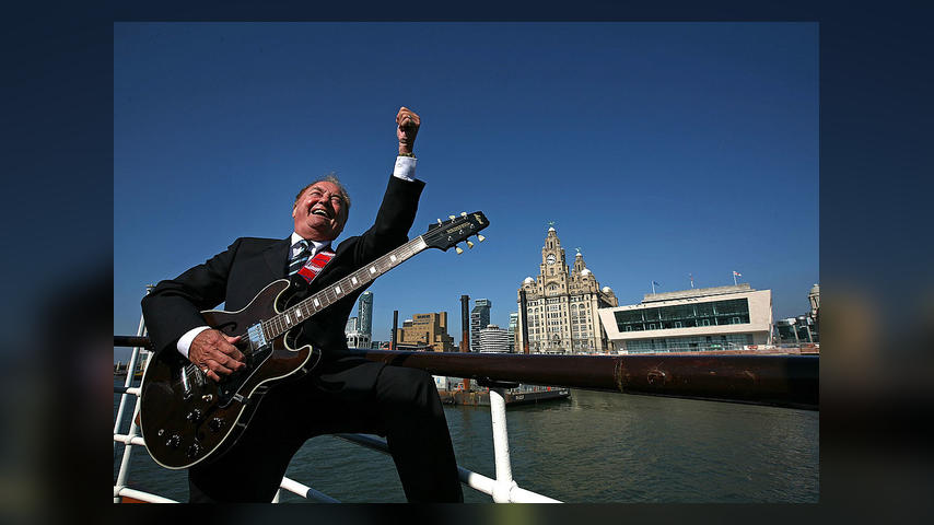 LIVERPOOL, ENGLAND - APRIL 20: Liverpool musician and singer Gerry Marsden sings as he receives the freedom of the city on board the Mersey ferry which he made famous with his song Ferry Across The Mersey on April 20, 2009 in Liverpool, England. Gerry's freedom of the city is in honour of his charitable services to the city and his contribution to Liverpool life. His other hits as part of the band Gerry And The Pacemakers, included You'll Never Walk Alone and I Like It. (Photo by Christopher Furlong/Getty I