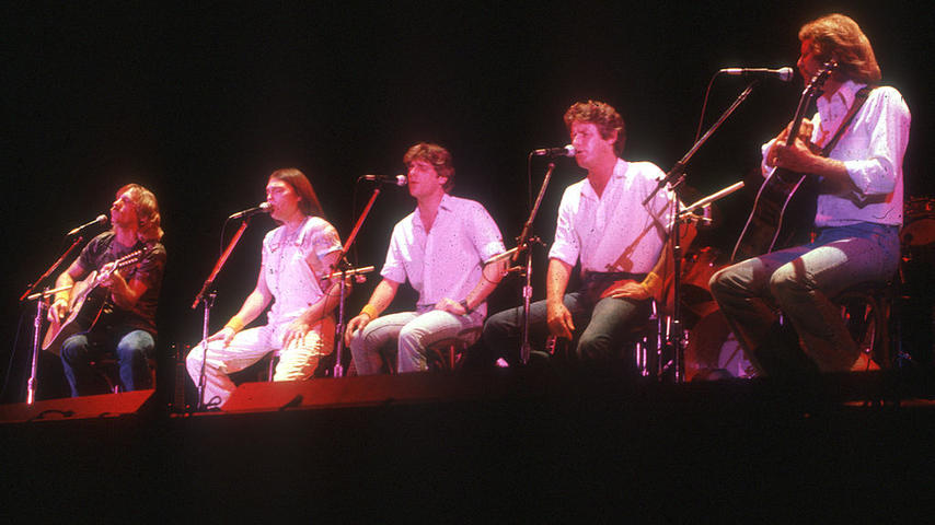 (L-R) Joe Walsh, Timothy B. Schmit, Glenn Frey, Don Henley and Don Felder of the rock band "Eagles" performing onstage in 1980. (Photo by Michael Ochs Archives/Getty Images)
